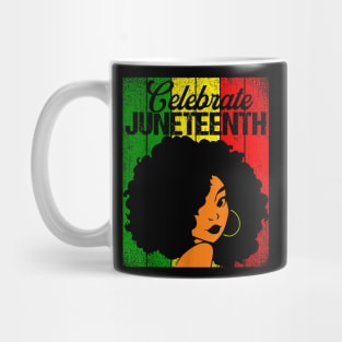 Celebrate Juneteenth Messy Bun Black Women 1865 Juneteenth Mug